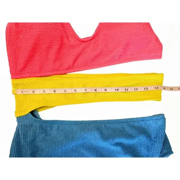 Bar III Cut Out One Piece Swimsuit XL Blue/Yellow/Pink NWT - Picture 4 of 13